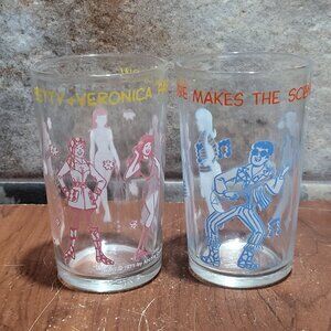 Vintage Welchs The Archies Jelly Jar Glasses Tumbler 1971 Set of 2